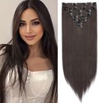 Mscat 20 Inch Clip in Hair Extensions 8Pieces/Set Brown Straight Hair pieces hair extensions Natural Soft Synthetic Hairpieces for Women(56#)