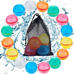 Reusable Water Balloons with Mesh Bag, Latex-Free Silicone Quick Self-Sealing Water Bomb Splash Easy Quick Fun for Kids Adults Water Fight Game,Bath Toy, Water Park, Summer Party (18PCS）