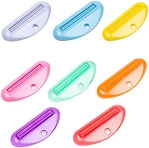 kiniza 8 Pcs Toothpaste Tube Squeezer Dispenser, Plastic Tube Squeezer Holder Toothpaste Clips for Saving Toothpaste Facial Cleanser Creams Paint and More Tubular Items(Random Colors)