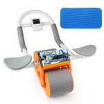 Ab Roller Wheel with Elbow Support | Automatic Rebound Abdominal Exercise Wheel for Abdominal & Core Strength Training | Ab Roller Training Wheel with Phone Holder, Timer and Anti-Slip Pad