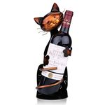 Tooarts Cat Wine Bottle Holder, Free Standing Wine Rack Metal Sculpture Crafts, Collectible Animal Figurines Home Decorations, Interior Kitchen Bar Decorations Gift for Cat Lovers and Wine Lovers