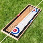 HARRIER 2-In-1 Tabletop Curling Game & Shuffleboard Board Games [115cm x 33cm] – Reversible Board for Indoor & Outdoor Entertainment