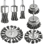 AOKLIT 7 Pack Twist Knot Wire Wheel Brush Crimped Cup Wire Wheels Brush Set for Drill with 1/4-Inch Shank for Rust Removal, Corrosion and Paint