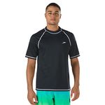 Speedo Men's UPF 50+ Easy Short Sleeve Rashguard Swim Tee, Black, 3X