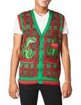 Blizzard Bay Men's Ugly Christmas Sweater Vest Suit Jacket, Red/Green Combo, Large