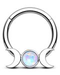 CM Crareesi Mania Septum Piercing Jewellery 16G Moon Septum Ring Daith Piercing Jewellery 316L Stainless Steel Opal Helix Daith Earrings for Women (8mm)