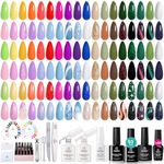 beetles Gel Polish Kit - 36 Colors Nail Kit Pink Purple Cat Eye Polish Set With 4pcs Base and Glossy Matte Glitter Top Coat Travel Diary Soak off Uv Gel Manicure Gift for Women