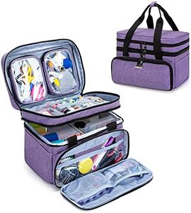 BAFASO Double Layer Sewing Accessories Organizer with 2 Detachable Pouches, Large Sewing Storage Bag for Sewing Tools (Bag ONLY), Purple