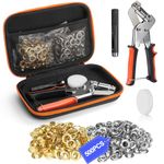 Grommet Tool Kit, Handheld 3/8 inch Eyelet Kit Manual Grommet Press Machine with 500 pcs Grommets, Eyelet Grommet Kit Heavy Duty with Carrying Case for Tarp, Fabric & Leather