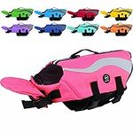 EMUST Dog Flotation Vest, Reflective Life Jacket for Small Dogs with Rescue Handle, Small Dog Vests Lifesaver for Swimming Boating Water with Front Neck Float, Pink,S