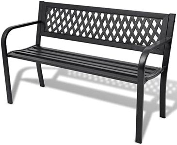 'vidaXL Steel Garden Bench with PVC Backrest - Black, Weather-Resistant and Perfect for Indoor-Outdoor Use - 118x50x75 cm