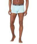 BOSS Men's 3-Pack Bold Logo Trunks, Midnight Blue/Biscay Green/Black Soot, Small