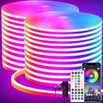 segrass LED neon Lights Strip 40M,DC 24V RGB LED neon Light Strip APP Remote Controls Control Waterproof Flexible Neon LED Rope Lights for Bedroom,Playroom,Outdoors Decor（2 Rolls of 20M）