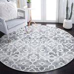 Wonnitar Moroccan Washable Round Rug 5ft Grey Large Living Room Circle Rug Non Slip Round Dining Room Rug Modern Geometric Bedroom Accent Mat for Kids Room Nursery Entry (Silver Grey,5ft Round)