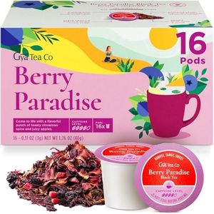 Gya Tea Co Berry Paradise Black Tea Pods (16 ct) - High Caffeinated Smooth Tea K Pods for Refreshed & Energy - Fruity & Sweet Hot or Iced Tea - Ideal Tea Gifts for Tea Lovers