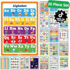 Toddler Learning Posters - 20pc Classroom Educational Learning Posters for Toddlers 1-3 - 16” x 11” Classroom Decor, Back to School Teacher Supplies - Kindergarten Preschool Classroom Must Haves