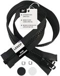 EZ-Xtend Lenzip #10 Separating Zipper for Canvas - Heavy Duty Cut to Length with Double Plastic Locking Zipper Pull - Includes 2 Stainless Steel Zipper Bottom Stops (Black, 24")