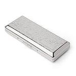 Metal Cigarette Case, Portable Double Sided Spring Clip, Holds 10 100mm Cigarettes (Silver, Metal)