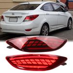 Dreamseek Rear LED Reflector Tail Light for Hyundai Accent Sedan 2012 2013 2014 2015 2016 2017 Brake Bumper Lamp with Dynamic Sequential Turn Signal (Red Lens)