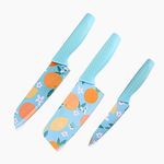 Agabani Knife Set, Printed Knife Set, Stainless Steel Knife for Kitchen Use, Home Use, Santoku Knife, Non-Slip Handle, Plastic Cover, Cutting, Slicing, Chopping, Set of 3