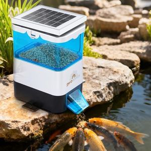 Proshine Automatic Fish Feeder for Pond Solar Powered 2.8L Capacity, Battery & AC Auto Timed Fish Feeder for Pond Indoor & Outdoor, Animal-Proof
