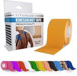 Titanium Sports Kinesiology Tape - 5m Roll of Elastic Water Resistant Tape for Support & Muscle Recovery - Quality Sports Tape (Orange)