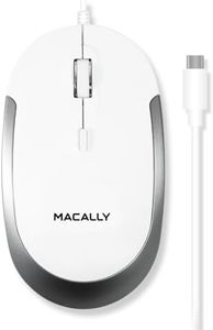 Macally Wired USB C Mouse for Mac & Windows - 3 Button & Scroll Wheel USB Type C Mouse - Comfortable Ambidextrous Design - Compact Wired Mouse with Optical Sensor & DPI Switch 800/1200/1600/2400