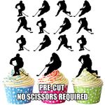 AK Giftshop PRE-CUT Ice Hockey Silhouettes - Edible Cupcake Toppers/Cake Decorations (Pack of 12)