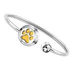 FEELMEM Dog Lover Gift Essential Oil Diffuser Bracelet Crystal Paw Print Charm Aromatherapy Locket Bracelet Engraving When I Needed A Hand I Found Your Paw, Stainless Steel