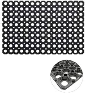 Velcoc - Zerbino Compos da Esterno in Gomma con Fori, Antiscivolo, Robusto e Resistente, Spessore di 16 mm, Tappeto con Struttura a Nido d'Ape, Colore Nero, Dimensioni 50 x 100 cm
