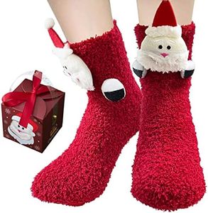 BINXWA calcetines termicos mujer, calcetines antideslizantes invierno, calcetines divertidos con caja de regalo - originales regalitos navideños, Talla única