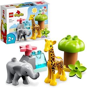 LEGO DUPLO Animali dell’Africa, Giochi Educativi con Animali Giocattolo per Bambini e Bambine dai 2 Anni con Giraffa, Elefante e Tappetino da Gioco 10971