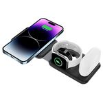 UNIGEN UNIFOLD 3-in-1 Wireless Charger, Magnetic Foldable Charging Station, Fast Wireless Charging Pad, Compatible with iPhone 15/14/Pro/Max/Plus/13/12 Series, AirPods 3/2/1/Pro, iWatch (BK)