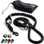 Heavy Duty Rope Bungee Lead for Large and Medium Dogs with Anti-pull for Shock Absorption - No Slip Reflective Leash for Outside (Black, For 1 Dog)