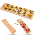Namre' Wooden Deviled Egg Tray 12 Holes, 17 x 4in - Reversible Deviled Egg Platter & Charcuterie Board - Premium Quality Ideal for Easter - Cutting Board Serving Tray with Deviled Egg Recipes