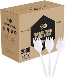 Disposable Plastic Sporks Bulk 2000 Pack, Heavy Duty White Spork Utensils for Restaurant Supply, Takeout, Food Truck, Camping, Catering & Party