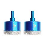 Dry Diamond Core Drill Bit Set,BRSCHNITT 2pcs 2 Inch (50mm) Diamond Hole Saw Core Drill Bit with Triangle Shank for Porcelain Tile Ceramic Stone Granite Marble