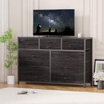 Jojoka Wide 10 Drawer Dresser,TV Stand Entertainment Center Fabric Storage Dressers Drawers for Bedroom, Hallway, Nursery, Closets, Steel Frame, Wood Top, Black Willow