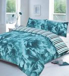 clicktostyle ROSE TEAL KING SIZE DUVET SET QUILT COVER WITH PILLOW CASES BEDDING SET