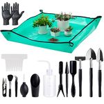 Melphoe Puppy’s Mom 12 Pieces Mini Garden Hand Transplanting Succulent Tools Miniature Planting, Set for Indoor Fairy Care, Potting, Cactus, Houseplant, Bonsai Tools, Bonsai Kit (Black)