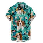 maxToonrain Hawaiian Shirts for Men 5XL,Shiteshirts Men Short Sleeved Adult T Shirts Funny Floral Button Down Printing Hawaiian Fancy Dress Shirt Tops for Mens(Dog Blue，M)