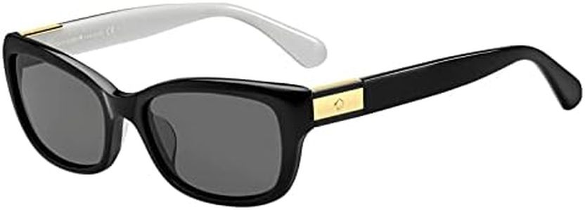 Kate Spade New York Women's Marliee Rectangular Sunglasses, Black Ivory/Gray Polarized, 53 mm