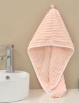 DIVYAM Hair Towel Wrap for Women Microfiber (Pink Color) Set of 1 | Quick Drying Towel for Hair with Elastic Loop for Tying | Magic Hair Head Towels Wrap for Ladies