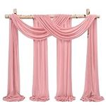 Showgeous Wedding Arch Draping Fabric 2 Panels 28" x20Ft Dusty Rose Chiffon Fabric Drapery Wedding Arch Drapes Chiffon Sheer Backdrop Curtains for Arbor Wedding Archway Ceremony Ceiling Decorations