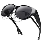 URUMQI Fit Over Glasses Sunglasses for Women, Trendy 2024 Round Cat Eye Sun Shades, TAC Lens Polarized UV Protection