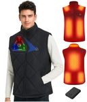 Heated Vest for Women and Men - Quilted Lightweight Heating Jacket Coat, Upgraded 7.4V 10000 mAh Battery Pack (CA/US, Alpha, XX-Large, Regular, Regular, Black Men Vest)