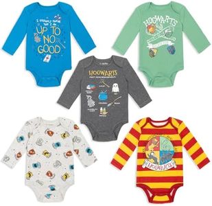 Harry Potter Hogwarts Infant Baby Boys 5 Pack Long Sleeve Bodysuits Multicolor 24 Months