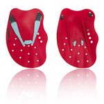 Speedo Unisex Tech Paddle Hand Paddles for Swiming | Training Aids, Lava Red/Chil Blue/Grey, M