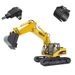 HNR 3in1 RC Excavator Toy, Upgraded Charging Remote Control Excavator, 15 Channel Alloy Full-Function RC Excavator Engineering Vehicle with Lighting & Sound for Kids & Adults,RC Digger for Adults