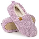 EverFoams Women's Soft Curly Comfy Full Slippers Memory Foam Lightweight House Shoes Cozy Warm Loafer with Polar Fleece Lining (Purple, Size 7-8 M US)